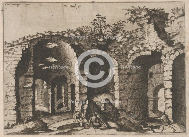 Ruins with Arched Vaults, from the series Roman Ruins and Buildings, 1562. Creators: Johannes van Doetecum I, Lucas van Doetecum.
