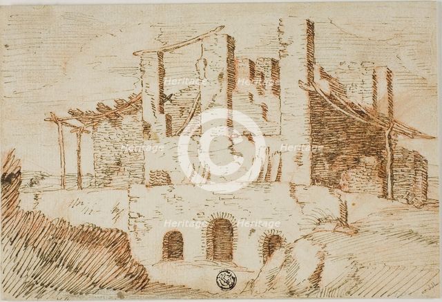 Ruins with Farm Shed, c. 1600. Creator: Unknown.