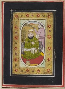 Ruler wearing a green jama attended by a morchal bearer, late 18th century