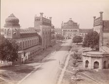 Rumi Darwaza and gateway of the Bara Imambara (left) with jawab (Facsimilie Gatewa..., 1860s-70s. Creator: Unknown