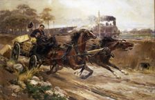 Runaway horses oil, 1906, by Ulpiano Checa