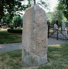 Runic stone at Sparlösa, Västergötland, Sweden. Creator: Unknown