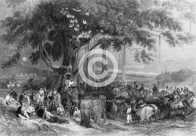 'Runjeet Singh and his Suwarree, or Cavalcade of Seiks', 1838. Creator: George Francis White.