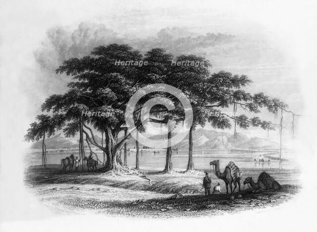 'Runjeet Singh's Encampment at Roopur, on the river Sutlej', 1838. Creator: George Francis White.