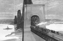 'Running the first train over the new Forth Bridge 1890. Creator: Unknown