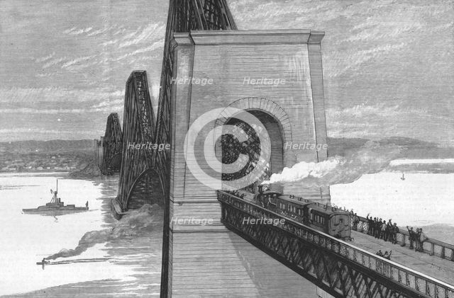 ''Running the first train over the new Forth Bridge', 1890. Creator: Unknown.
