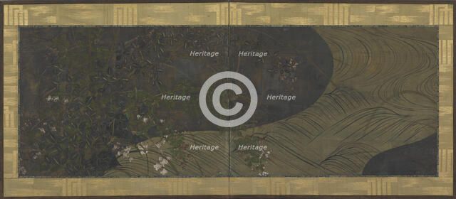 Running water, autumn grasses and flowers, Edo period, late 17th-early 18th century. Creator: Ogata Korin.