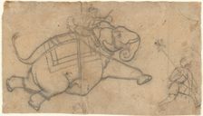 Running Elephant (recto); Practice Sheet of Elephant Sketches (verso), mid-18th century. Creator: Unknown