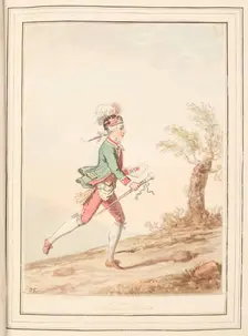 Running Footman of Naples, leaf from A Collection of Dresses by David Allan Mostly from..., 1776. Creator: David Allan