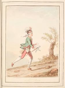 Running Footman of Naples, leaf from A Collection of Dresses by David Allan Mostly from..., 1776. Creator: David Allan