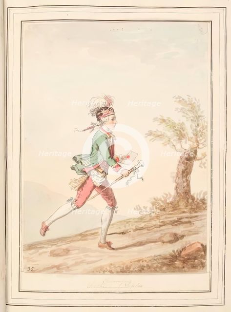 Running Footman of Naples, leaf from 'A Collection of Dresses by David Allan Mostly from..., 1776. Creator: David Allan.
