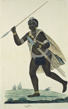 Running Man Holding an Assegai in His Right Hand and Four Assegais in His Left, 1776-1795. Creator: Robert Jacob Gordon