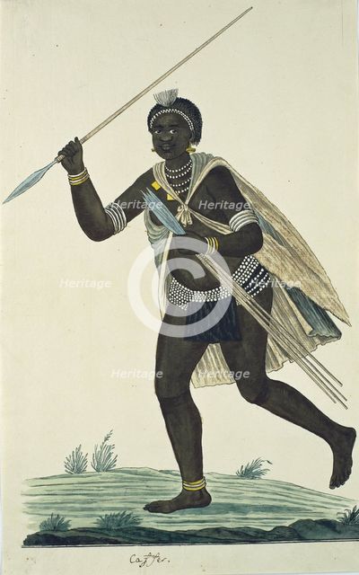 Running Man Holding an Assegai in His Right Hand and Four Assegais in His Left, 1776-1795. Creator: Robert Jacob Gordon.