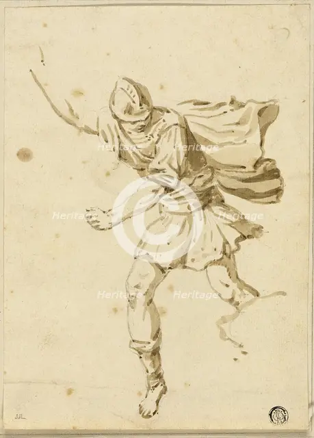Running Roman Warrior, Pointing Upwards with Right Hand, n.d. Creator: Philippe Louis Parizeau.