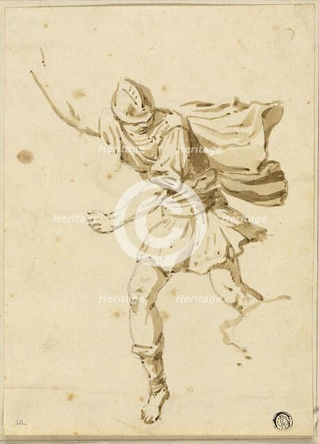 Running Roman Warrior, Pointing Upwards with Right Hand, n.d. Creator: Philippe Louis Parizeau.