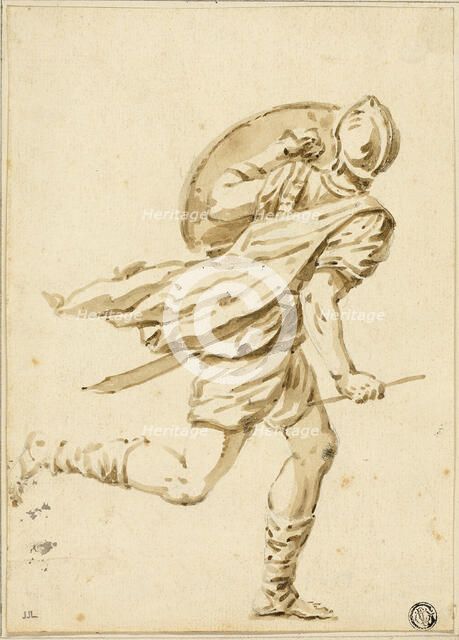 Running Roman Warrior, Seen from Back, n.d. Creator: Philippe Louis Parizeau.