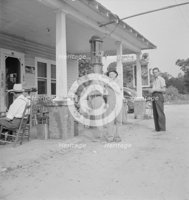 Rural filling station becomes community..., 4 July, near Chapel Hill, North Carolina, 1939 Creator: Dorothea Lange.