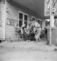 Rural filling station becomes community center..., near Chapel Hill, North Carolina, 1939. Creator: Dorothea Lange