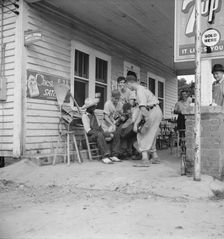Rural filling station becomes community center..., near Chapel Hill, North Carolina, 1939. Creator: Dorothea Lange