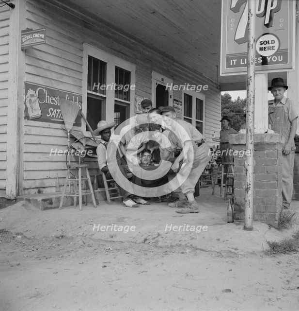 Rural filling station becomes community center..., near Chapel Hill, North Carolina, 1939. Creator: Dorothea Lange.