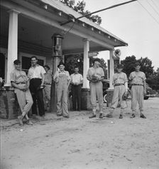 Rural filling stations become community centers, near Chapel Hill, North Carolina, 1939. Creator: Dorothea Lange