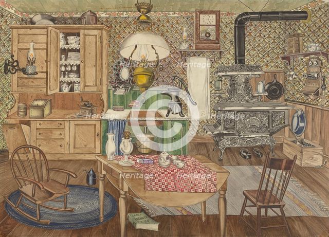 Rural Kitchen, 1935/1942. Creator: Perkins Harnly.