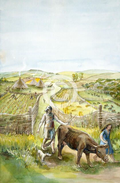 Rural landscape, 2000BC, (c1990-2010). Artist: Judith Dobie.