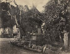 Rural Scene with Stone Building and Cross, c. 1857. Creator: Charles-Fortunat-Paul-Casimir Perier (French, 1812-1897)
