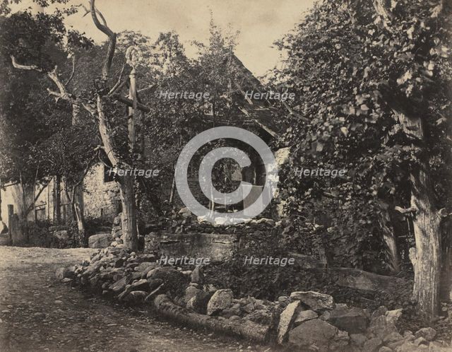 Rural Scene with Stone Building and Cross, c. 1857. Creator: Charles-Fortunat-Paul-Casimir Perier (French, 1812-1897).