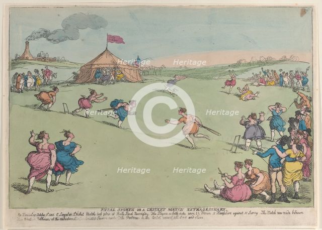 Rural Sports or a Cricket Match Extraordinary, October 10, 1811., October 10, 1811. Creator: Thomas Rowlandson.
