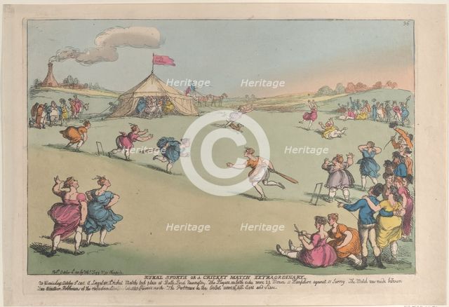 Rural Sports or a Cricket Match Extraordinary, October 10, 1811., October 10, 1811. Creator: Thomas Rowlandson.