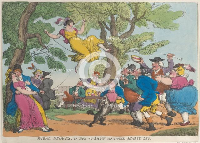 Rural Sports, or How to Show Off a Well Shaped Leg, October 1811., October 1811. Creator: Thomas Rowlandson.