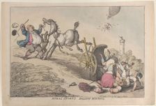 Rural Sports: Balloon Hunting, October 25, 1811., October 25, 1811. Creator: Thomas Rowlandson