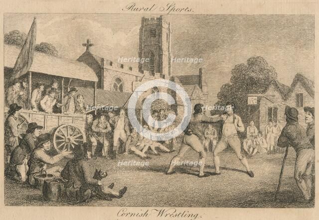 'Rural Sports - Cornish Wrestling', late 18th-early 19th century.  Creator: Unknown.