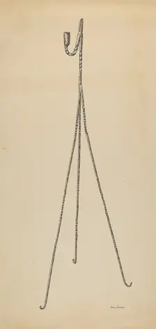 Rush and Candle Stand, c. 1939. Creator: Irene Lawson