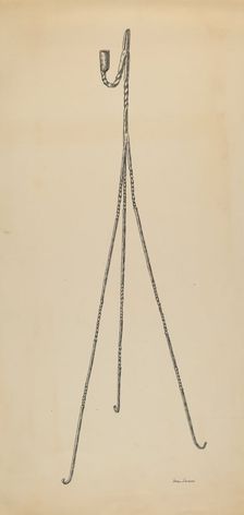 Rush and Candle Stand, c. 1939. Creator: Irene Lawson