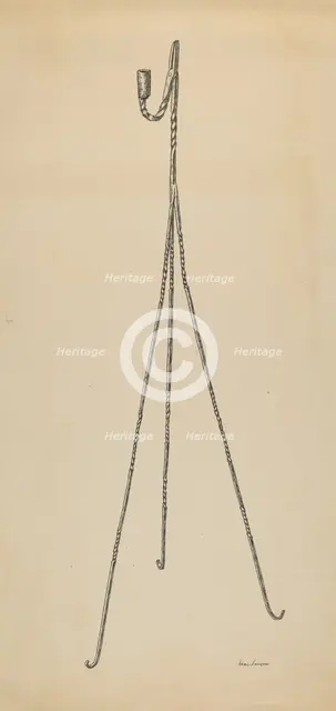 Rush and Candle Stand, c. 1939. Creator: Irene Lawson.
