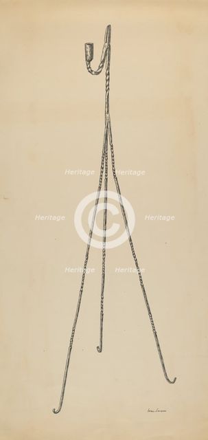 Rush and Candle Stand, c. 1939. Creator: Irene Lawson.