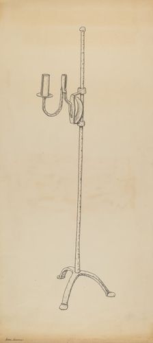 Rush and Candle Stand, c. 1939. Creator: Irene Lawson