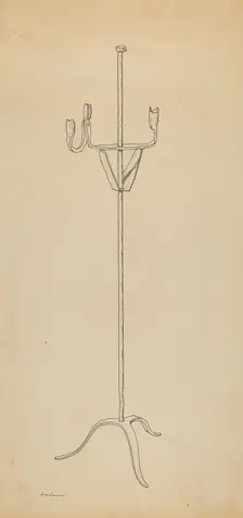 Rush and Candle Stand, c. 1939. Creator: Irene Lawson