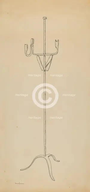 Rush and Candle Stand, c. 1939. Creator: Irene Lawson.
