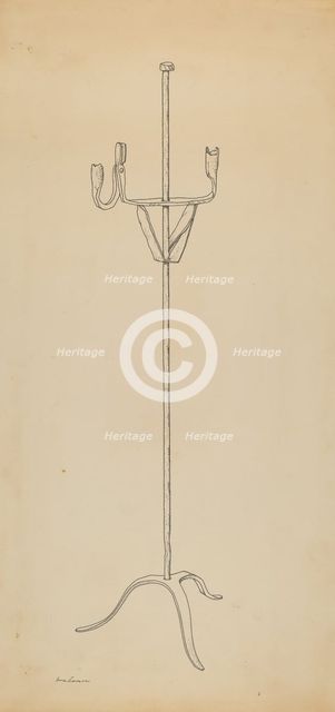 Rush and Candle Stand, c. 1939. Creator: Irene Lawson.