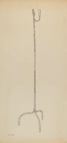 Rush and Candle Stand, c. 1939. Creator: Irene Lawson