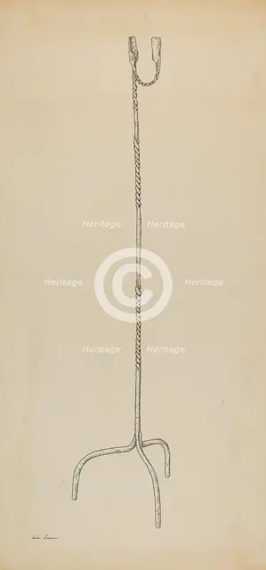 Rush and Candle Stand, c. 1939. Creator: Irene Lawson.