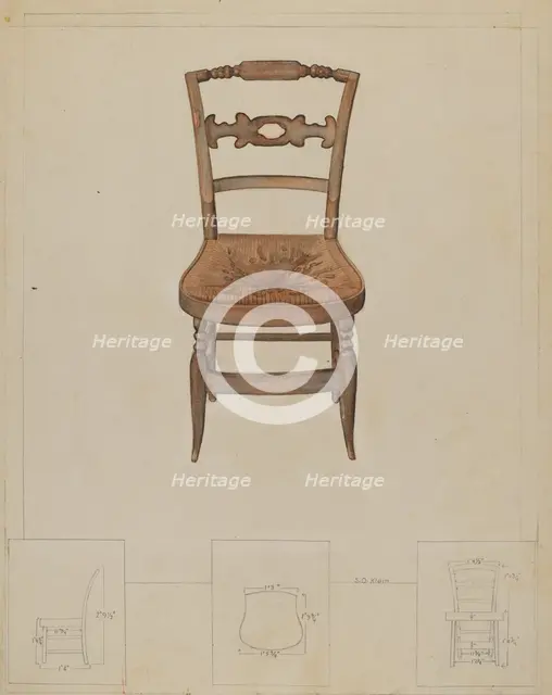 Rush Bottom Chair, 1935/1942. Creator: Samuel O. Klein.