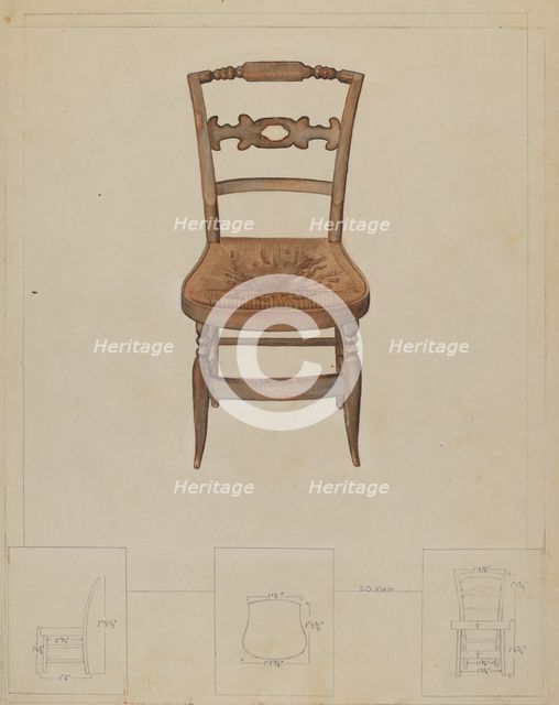Rush Bottom Chair, 1935/1942. Creator: Samuel O. Klein.