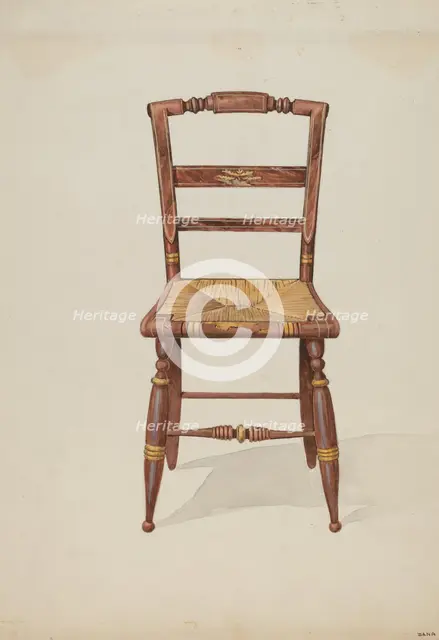 Rush Bottom Chair, c. 1937. Creator: Dana Bartlett.