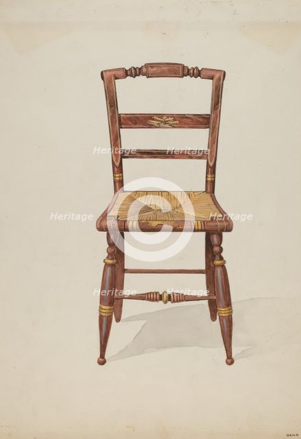 Rush Bottom Chair, c. 1937. Creator: Dana Bartlett.