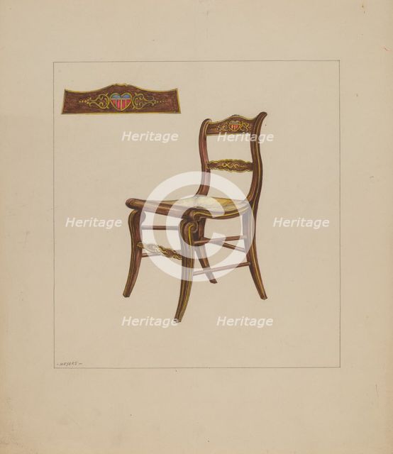 Rush Bottom Chair, c. 1937. Creator: Henry Meyers.