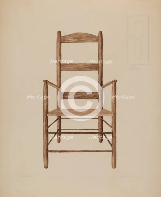 Rush Bottom Chair, c. 1937. Creator: Henry Meyers.
